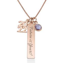 personalized charms graduation necklace in rose gold plating product photo