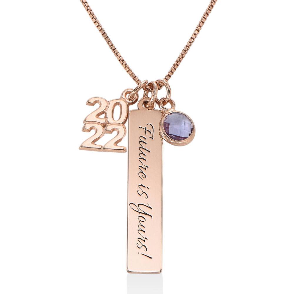 Personalised Charms Graduation Necklace in Rose Gold Plating product photo