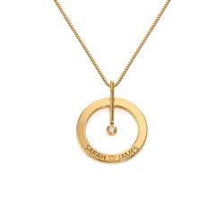 Personalised Circle Necklace with Diamond in 18ct Gold Plating product photo