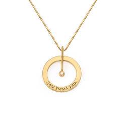 Personalisierte Kreis Halsk ette mit Diamant aus 750er Gold-Vermeil Produktfoto