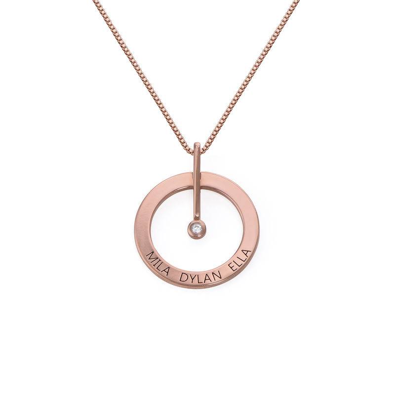 Personalized Circle Necklace with Diamond in 18K Rose Gold Plating