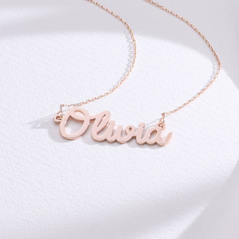 Personalised Cursive Name Necklace in 14K Rose Gold