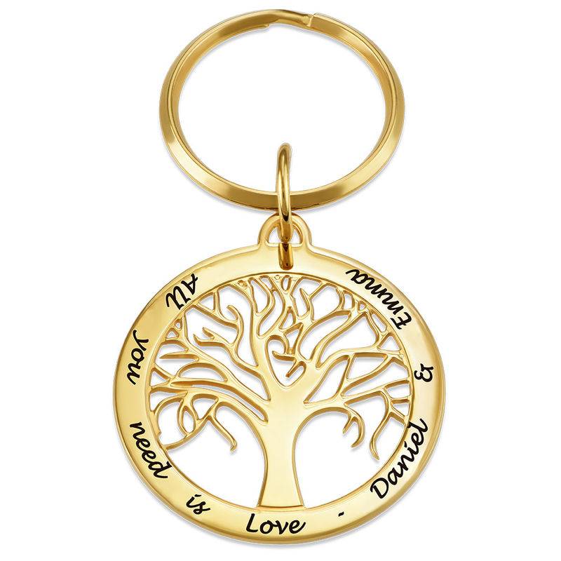 Personalisierter Schlüsselanhänger mit Lebensbaum und Gold-Beschichtung