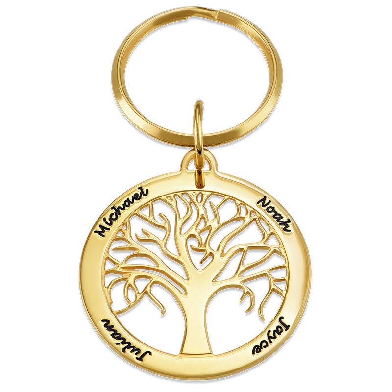 Porte-clés arbre de vie personnalisé en plaqué or