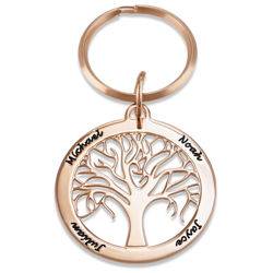 Porte-clés arbre de vie personnalisé en plaqué or rose photo du produit