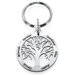 Familienbaum-Schlüsselanhänger aus Silber mit Gravur Produktfoto