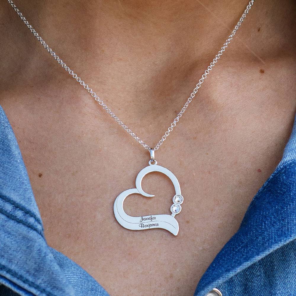 Personalized Heart Necklace in Sterling Silver with Diamond