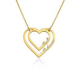 Personalized Heart Necklace with Two Names in Gold Plating product photo