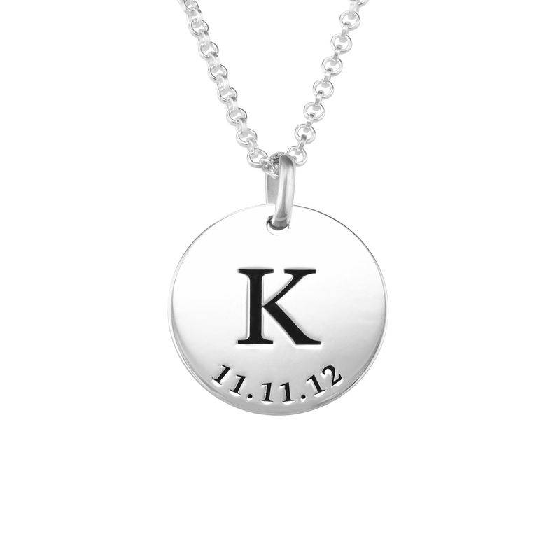 Personalised Initial and Date Necklace in Sterling Silver-6 product photo