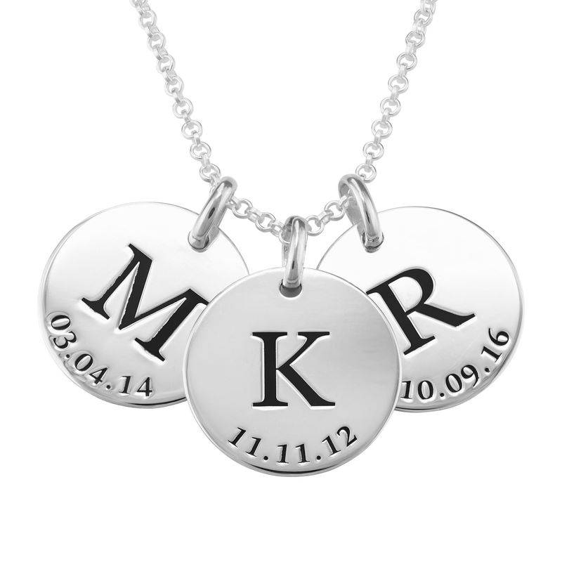 Personalised Initial and Date Necklace in Sterling Silver-3 product photo