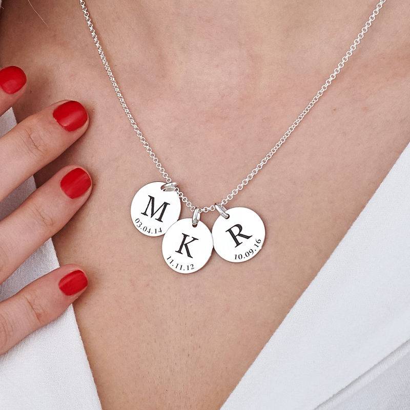 Personalised Initial and Date Necklace in Sterling Silver-2 product photo