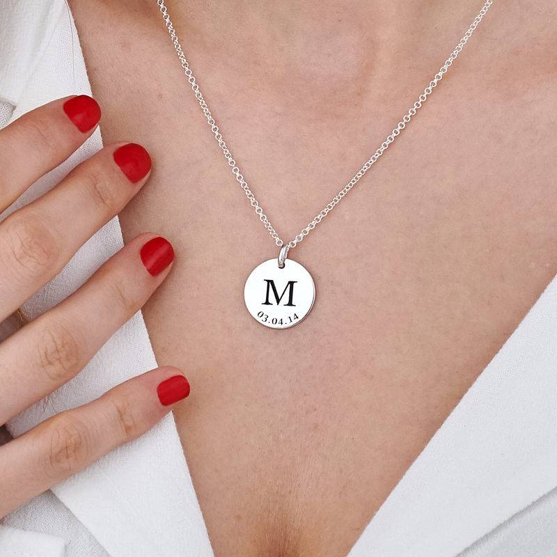 Personalised Initial and Date Necklace in Sterling Silver-5 product photo