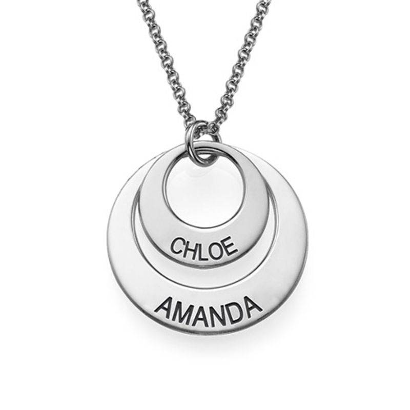 Silver Two Disc Engraved Mother's Necklace