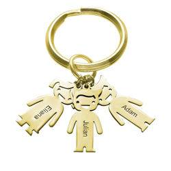 Personalised Keyring with Children Charms in Gold Plating product photo