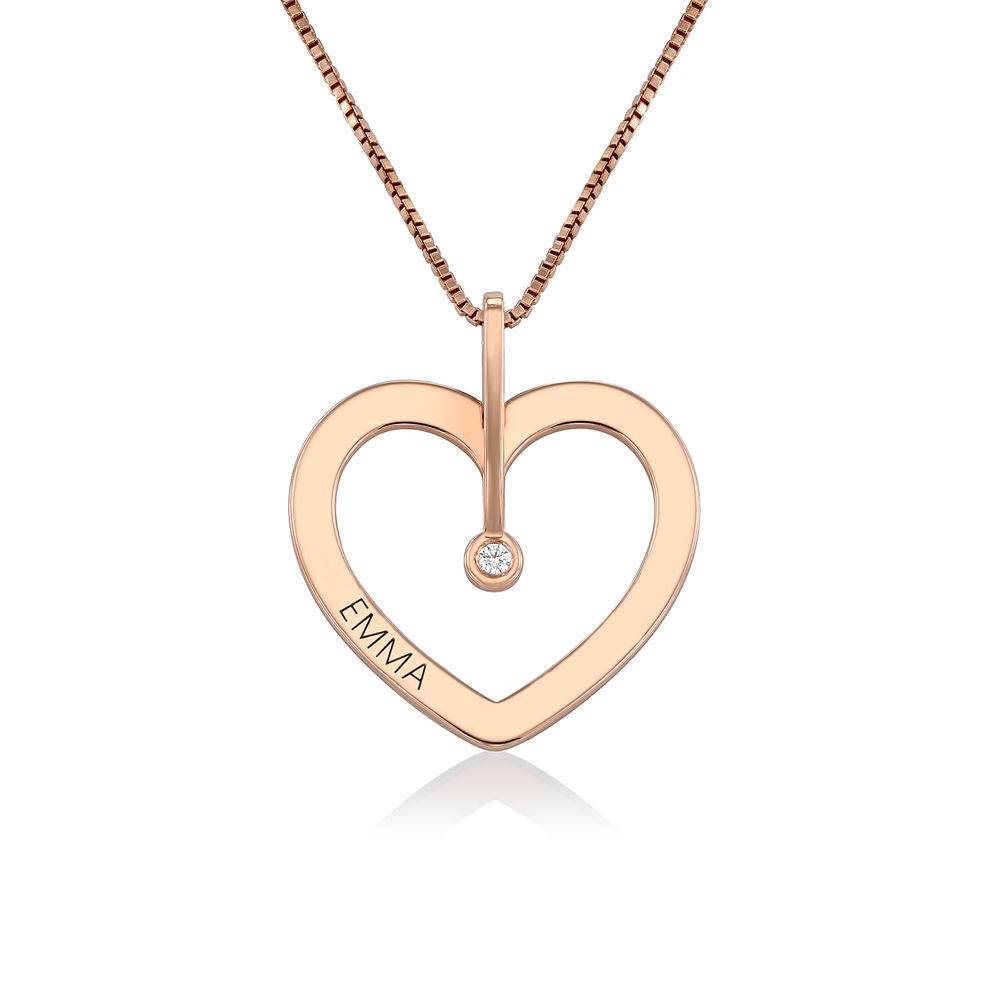 Personalized Love Necklace with Diamond in Rose Gold Plating