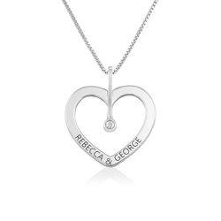 Personalised Love Necklace with Diamond in Sterling Silver product photo