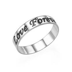 Promise Ring - Rounded Polished Script Sterling Silver Engraved Ring product photo