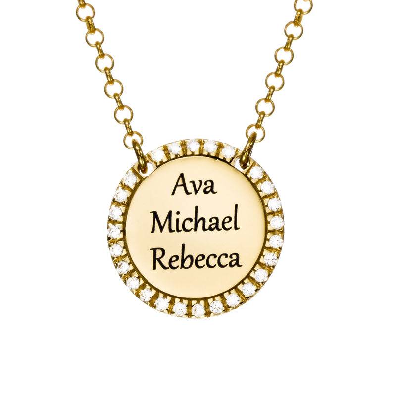 Personalised Round Cubic Zirconia Necklace in Gold Plating product photo