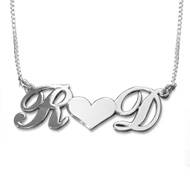 Personalised Silver Couples Heart Necklace with Initial-1 product photo
