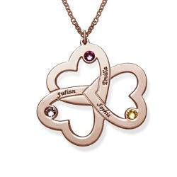 Personalized Triple Heart Necklace with with Birthstones in Rose Gold product photo