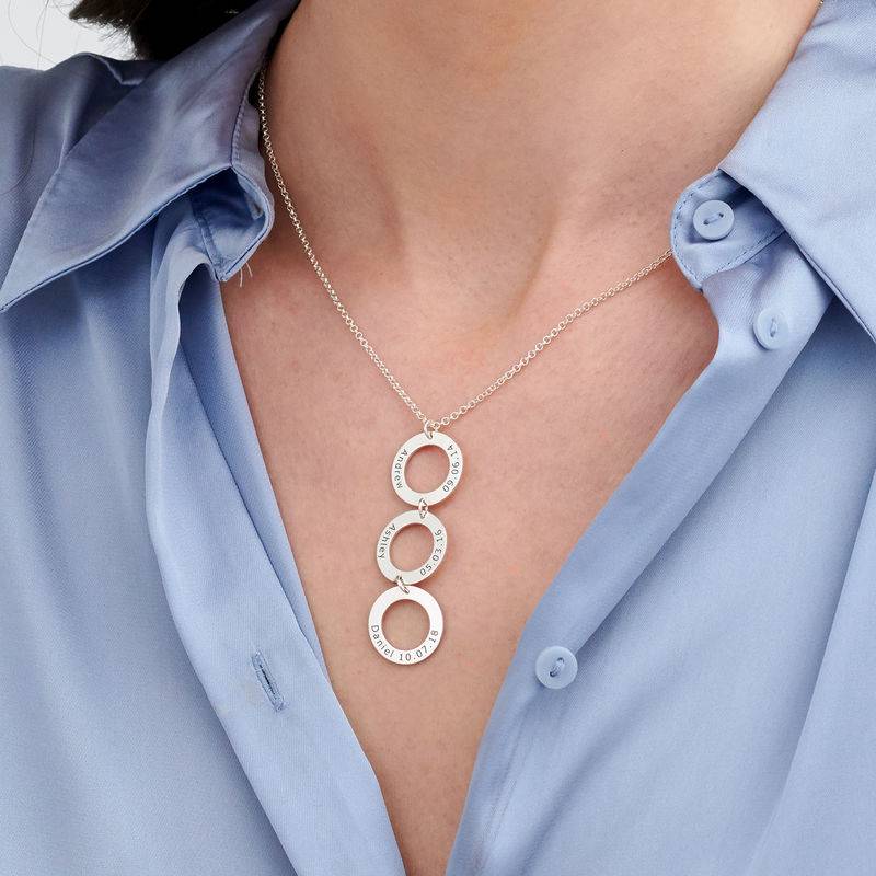 Personalised Vertical Hanging 3 Circles Necklace in Sterling Silver-1 product photo