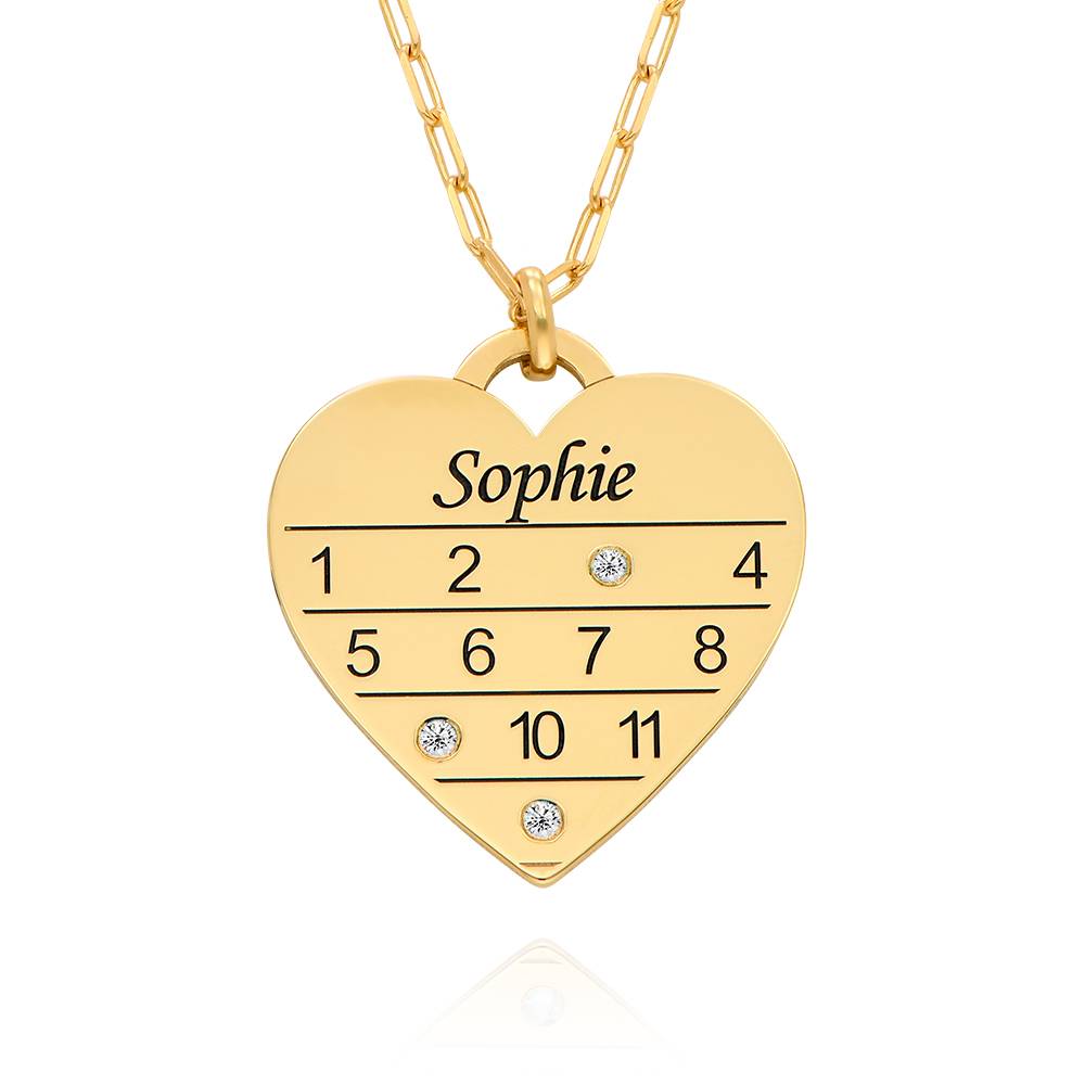 12 Month Calendar Heart Necklace with Diamonds in 18ct Gold Plating product photo