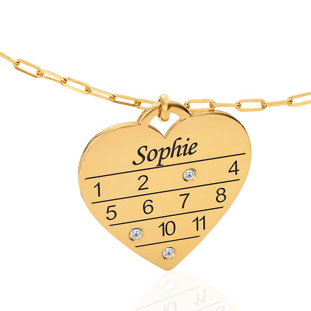 12 Month Calendar Heart Necklace with Diamonds in 18K Gold Plating-3 product photo