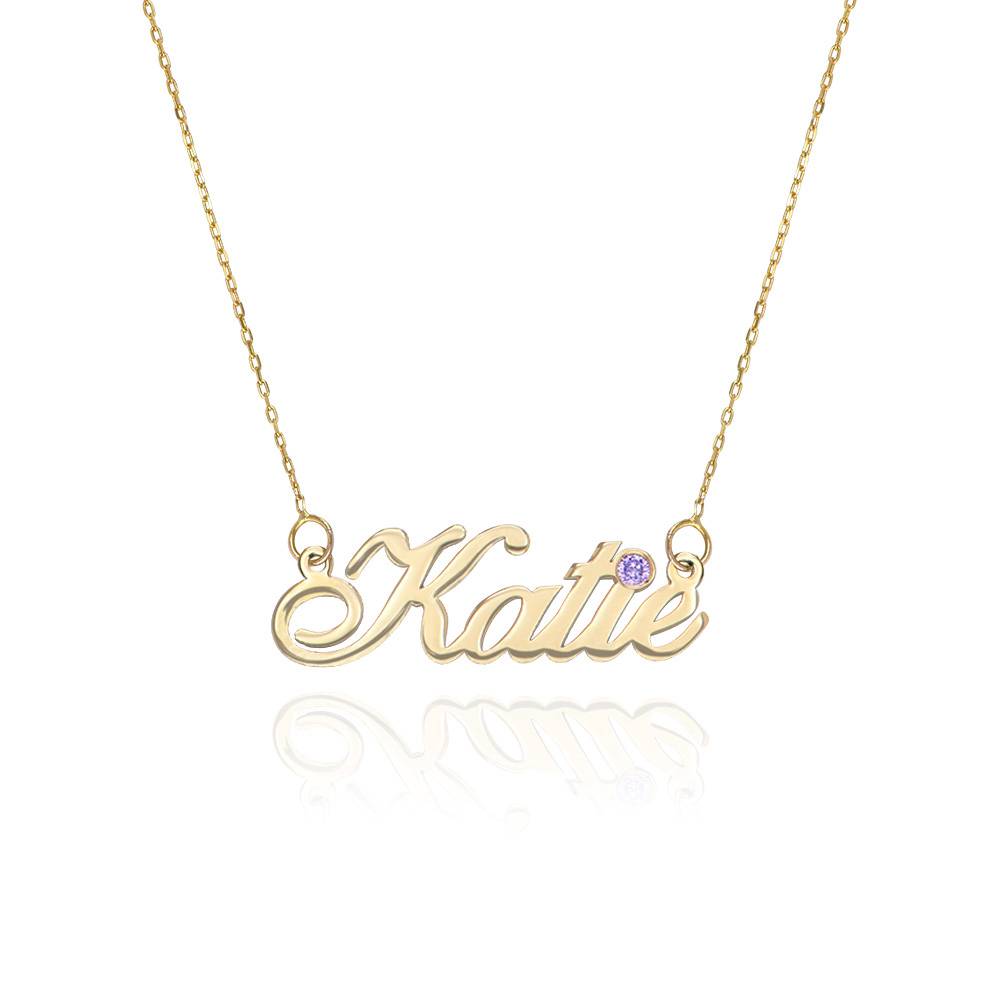 Naamketting met Geboortesteen in 14k Goud