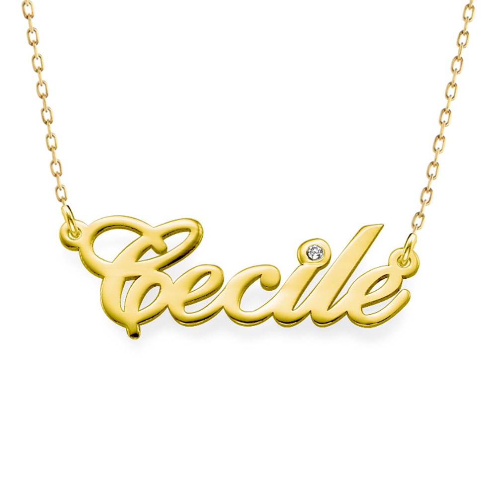 14k Gold and Diamond Name Chain Necklace product photo