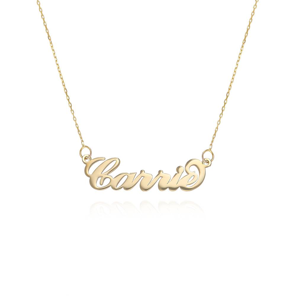 Double Thickness Carrie Name Necklace in 14ct gold product photo