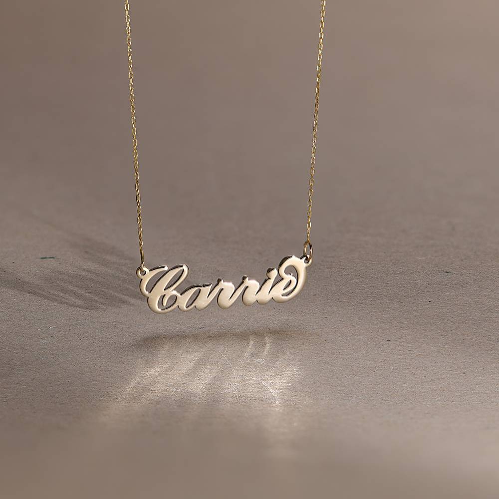 Double Thickness "Carrie" Name Necklace in 14ct gold-3 product photo