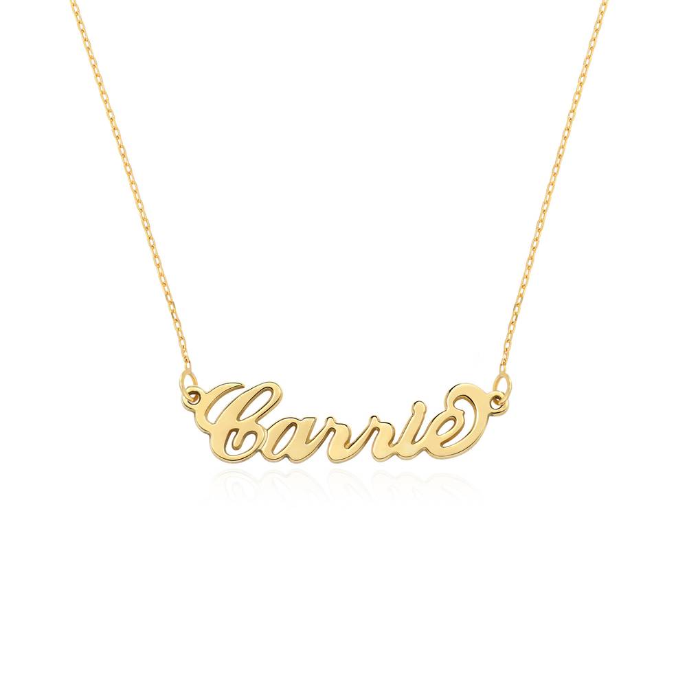 Carrie-style tykt navnesmykke i 14K gull produktbilde