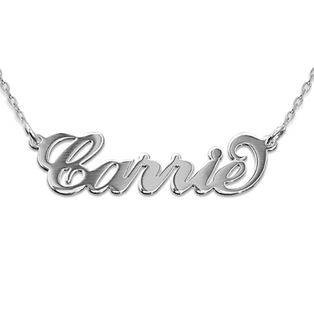 Carrie Name Necklace – Cable Chain in 14ct White Gold-1 product photo