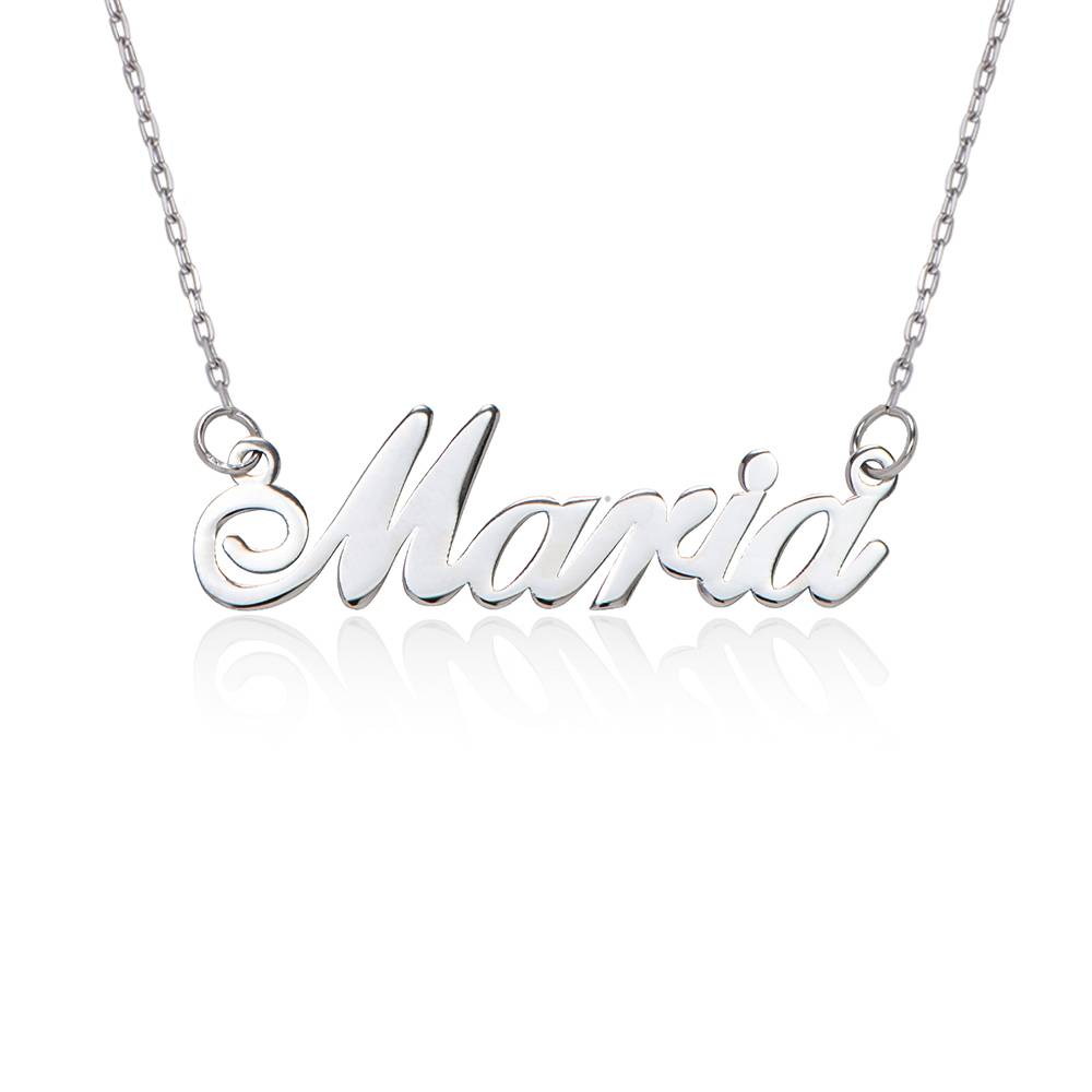 Klassieke Cocktail Naamketting in 14k Witgoud