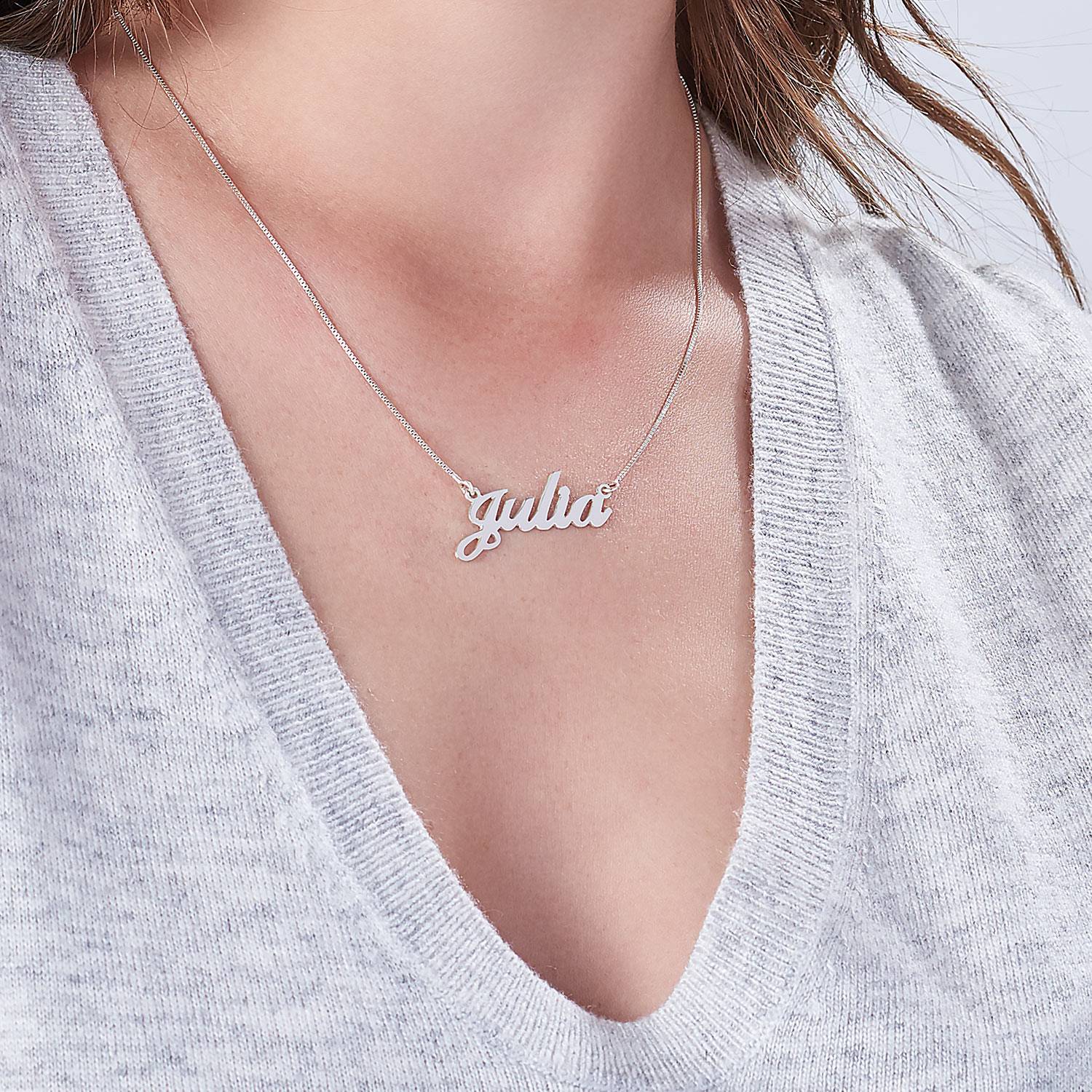 Classic Cocktail Name Necklace in 14k White Gold-2 product photo