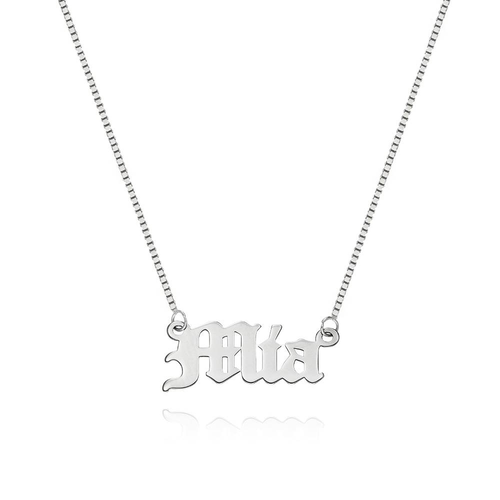 14ct White Gold Old English Personalized Necklace product photo