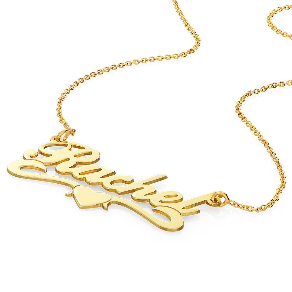 18k Gold Plated Middle Heart Name Necklace-1 product photo