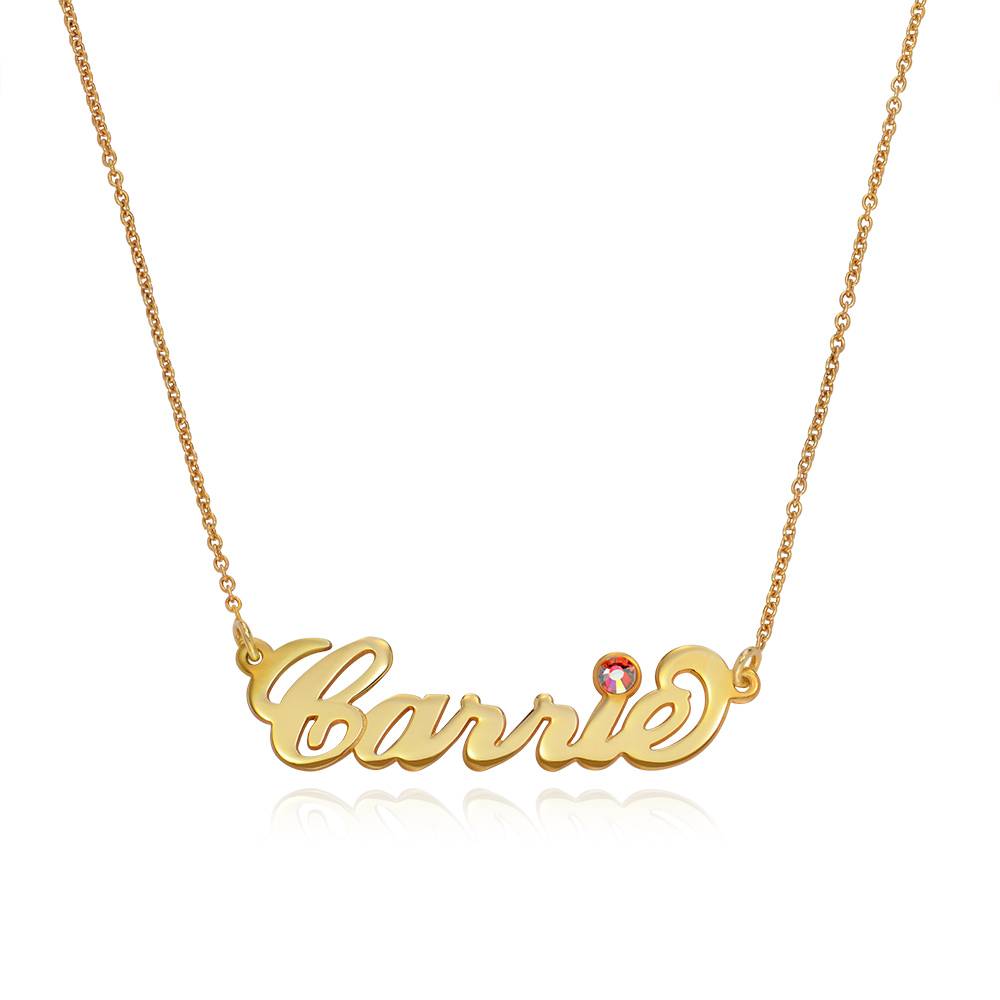 18k Gold-Plated Silver and Birthstone Name Necklace product photo