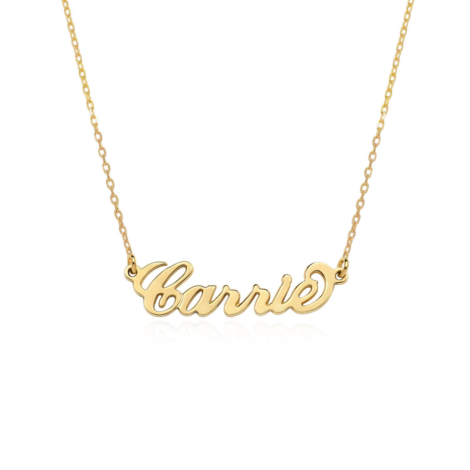 Collar con nombre Estilo “Carrie”, plata de ley chapada en oro 18k