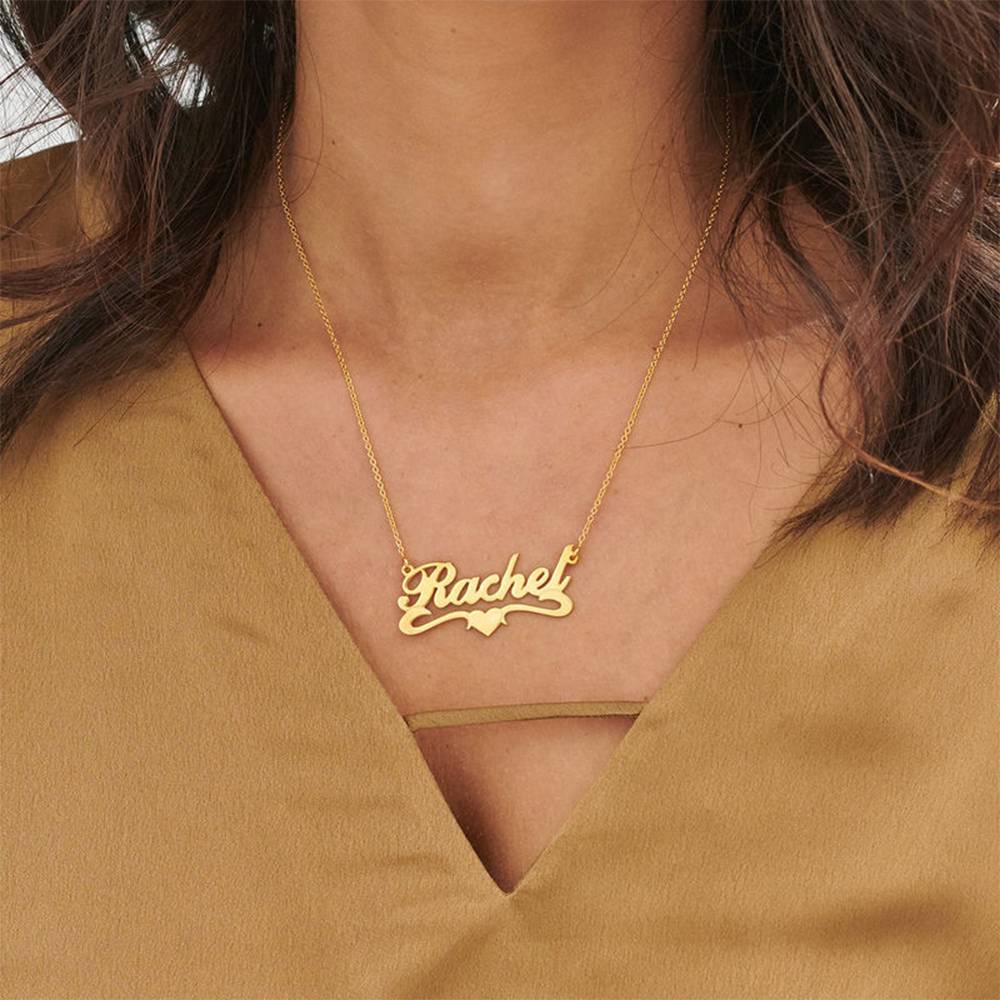18k Gold Vermeil Middle Heart Name Necklace-4 product photo