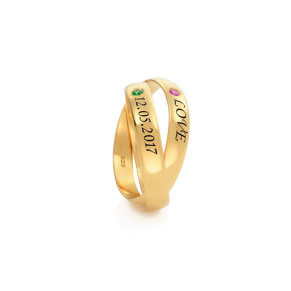 2 Band Charlize Russische Ring met Geboortesteen in Goud Vermeil