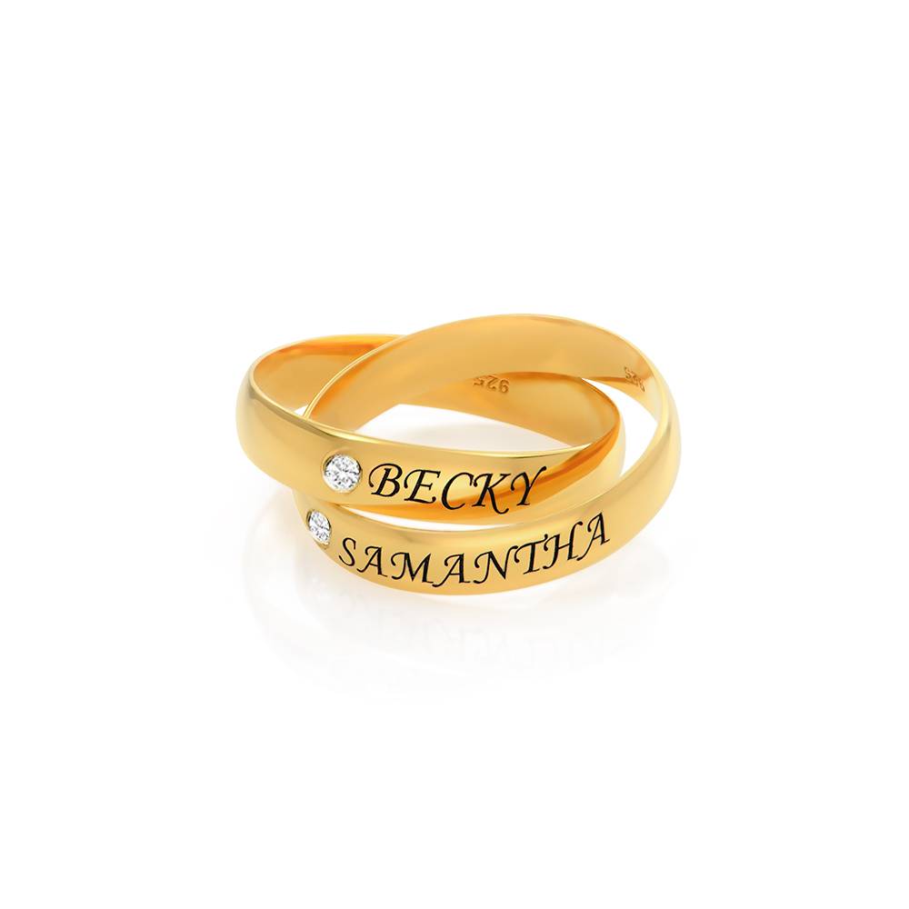 Anillo Ruso Charlize con 2 anillos con diamantes en chapado en oro foto de producto