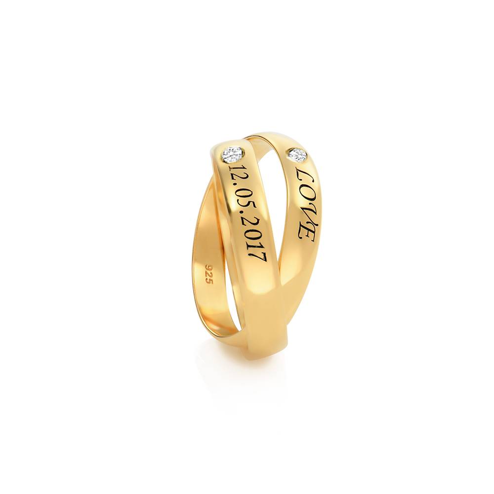 Anillo Ruso "Charlize" con 2 anillos con diamantes en oro Vermeil-2 foto de producto