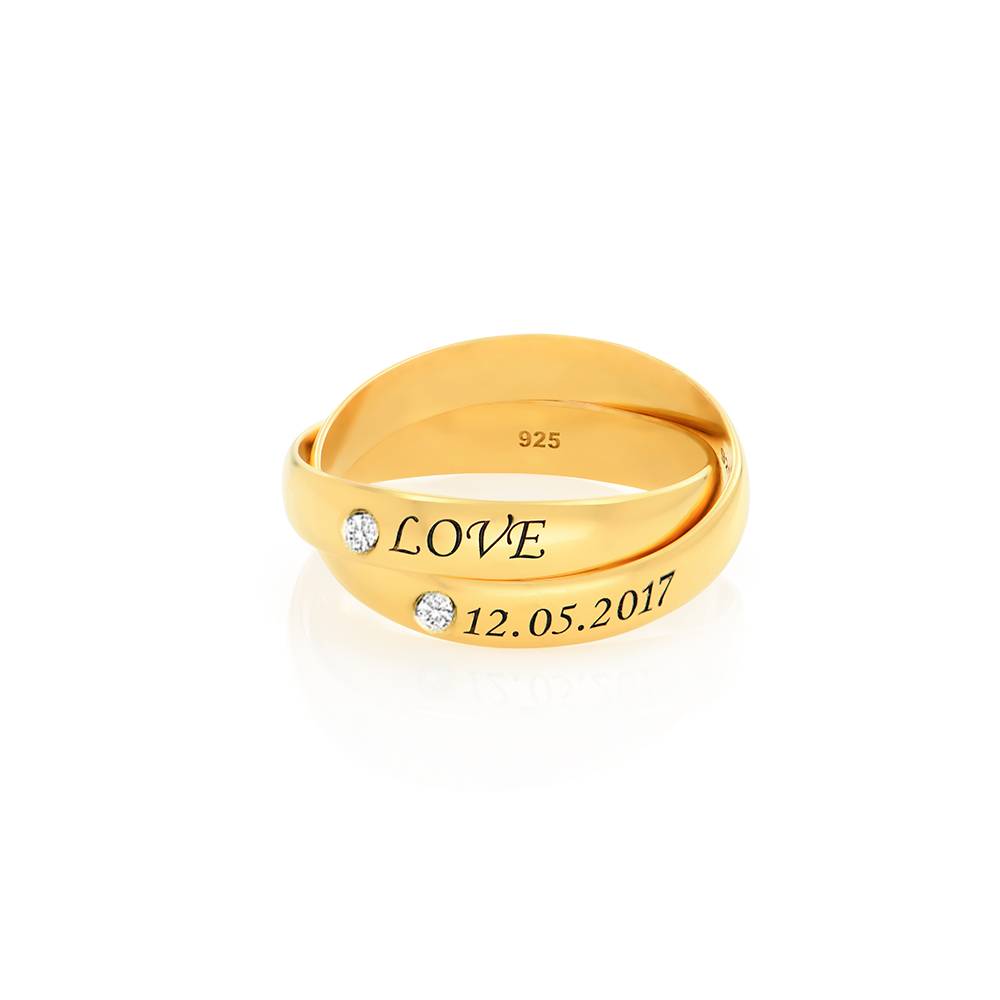 Anillo Ruso Charlize con 2 anillos con diamantes en oro Vermeil foto de producto