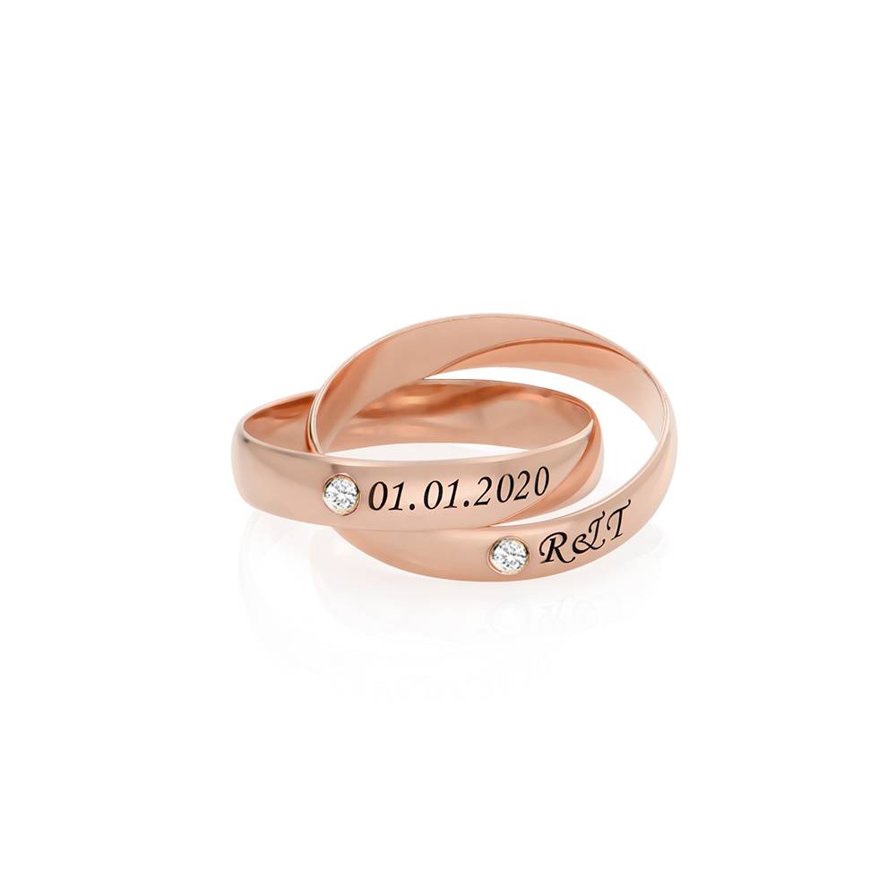 Charlize Ring av 2 rysk Ringar med diamanter i roséguldplätering-2 produktbilder
