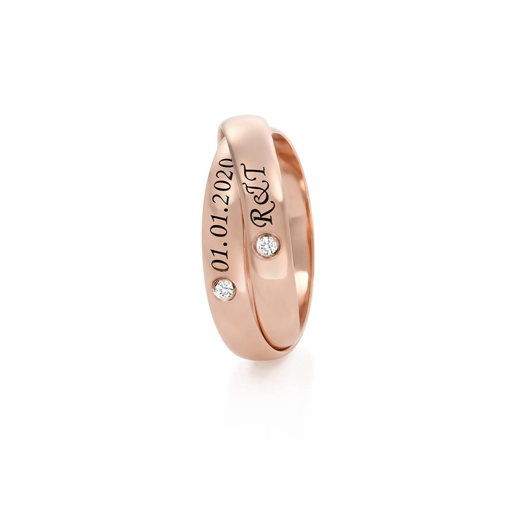 Anillo Ruso "Charlize" con 2 anillos con diamantes en chapa de oro rosa-2 foto de producto