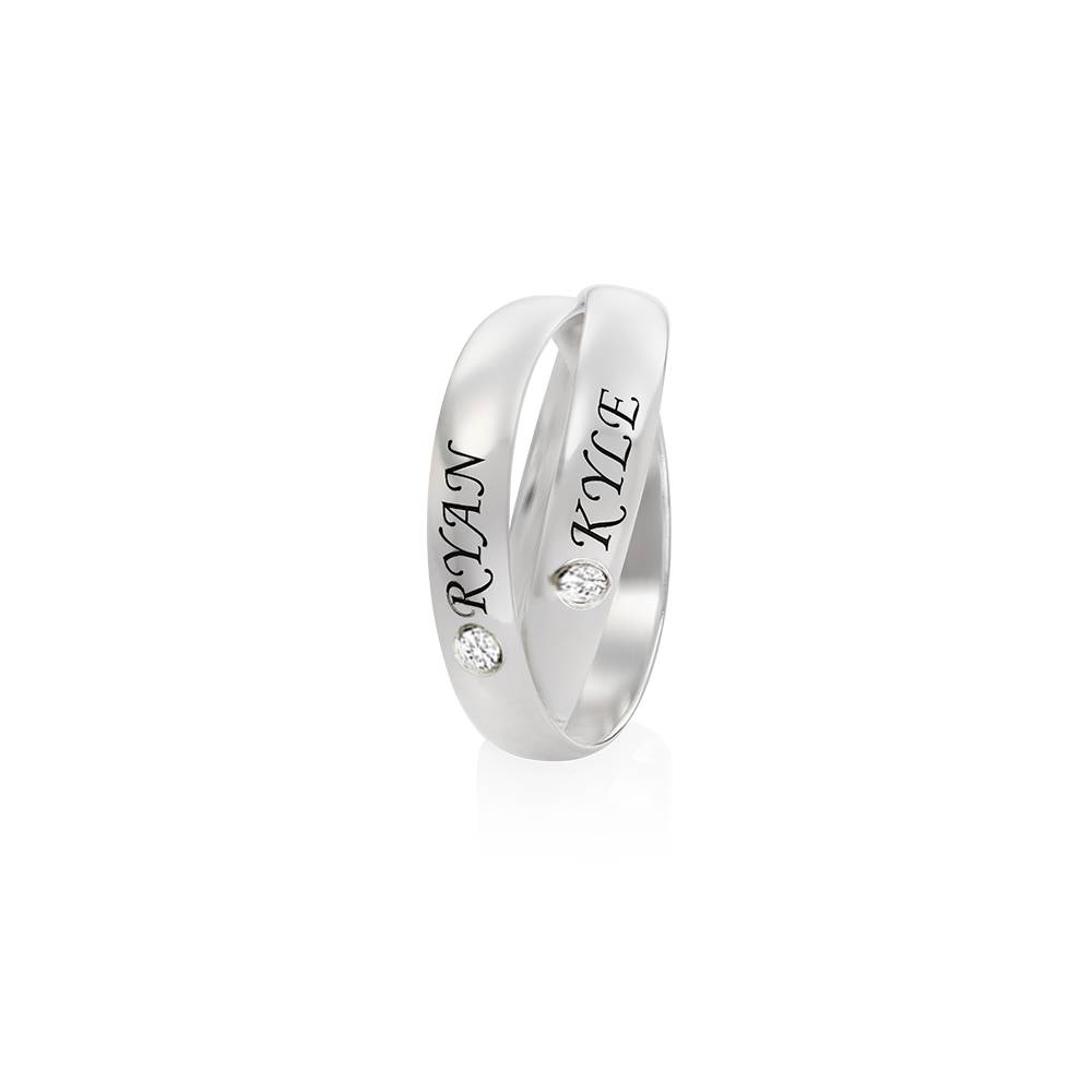 Anillo Ruso "Charlize" con 2 anillos con diamantes en plata de ley-1 foto de producto