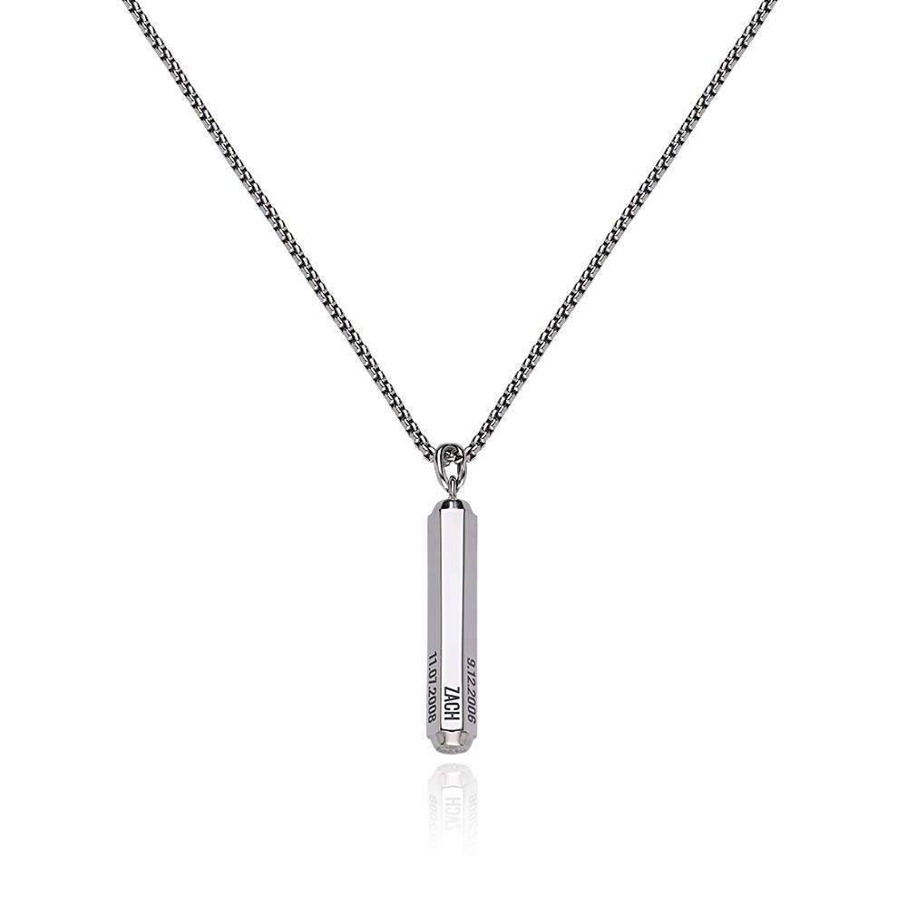3D Engraved Hexagon Bar Necklace in Stainless Steel for Men-5 product photo