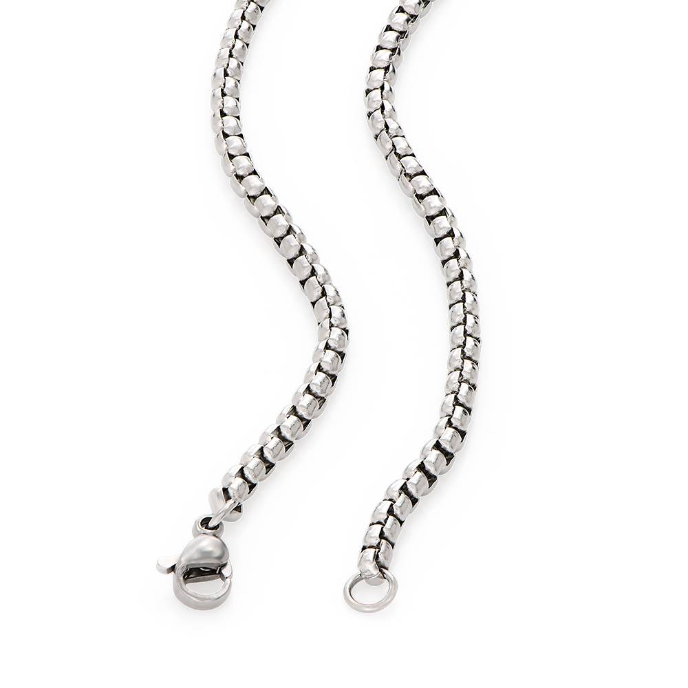 Halsband med graverad 3D hexagon stav i rostfritt stål för män-6 produktbilder
