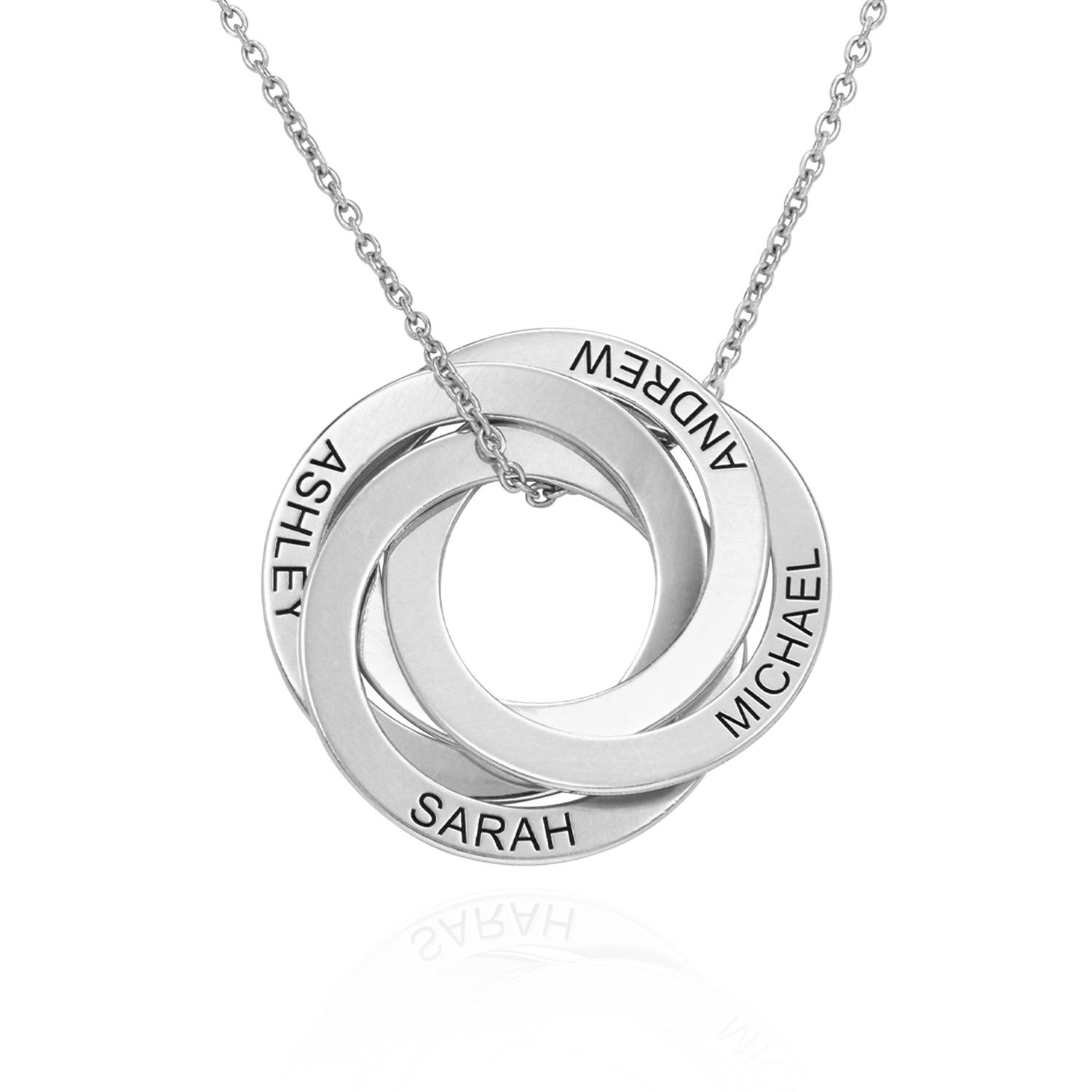 4 Russian Rings Necklace in 10ct White Gold-3 product photo